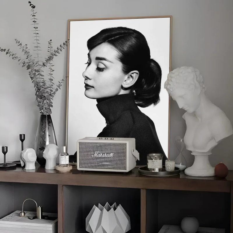 Black And White Audrey H-Hepburn Classic Photos Self-adhesive Art Poster Whitepaper Prints Posters Aesthetic Art Wall Painting - Image 4