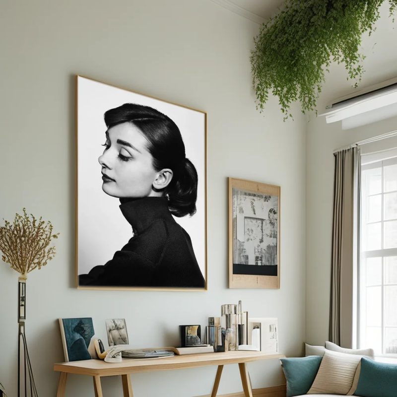 Black And White Audrey H-Hepburn Classic Photos Self-adhesive Art Poster Whitepaper Prints Posters Aesthetic Art Wall Painting - Image 5