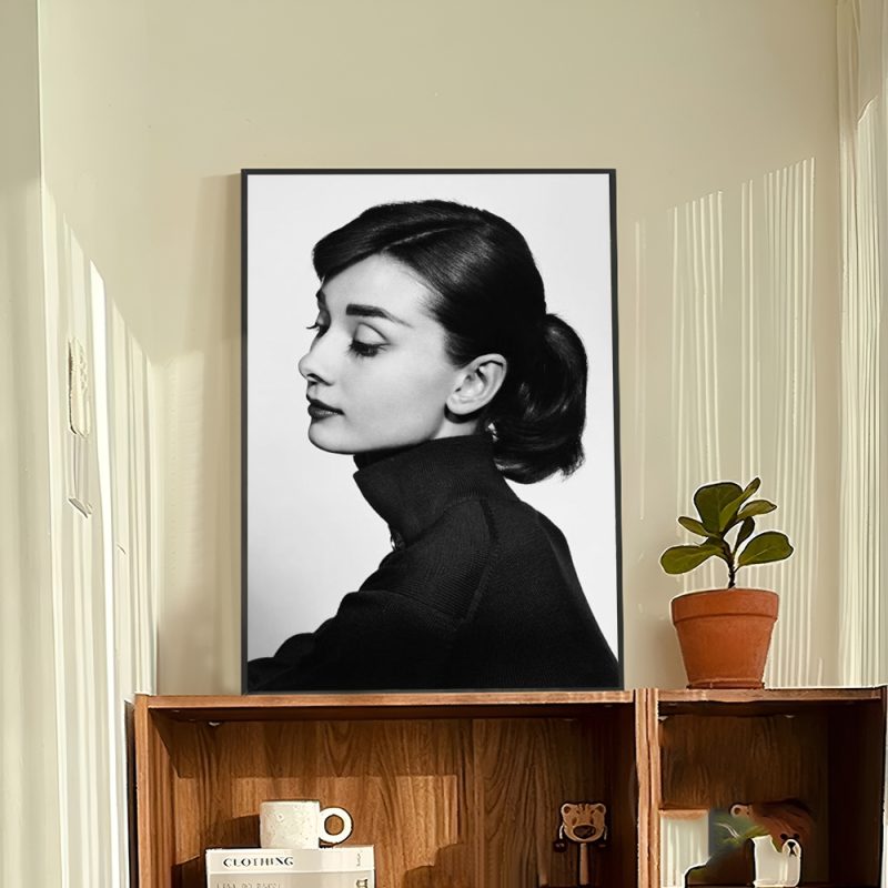 Black And White Audrey H-Hepburn Classic Photos Self-adhesive Art Poster Whitepaper Prints Posters Aesthetic Art Wall Painting - Image 8