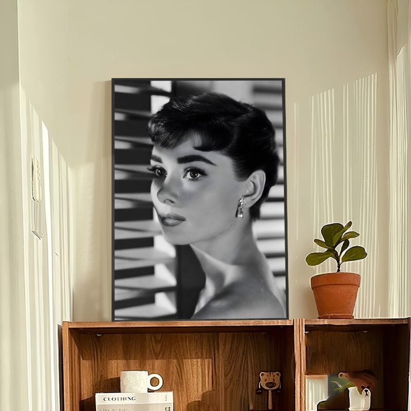 Black And White Audrey H-Hepburn Classic Photos Self-adhesive Art Poster Whitepaper Prints Posters Aesthetic Art Wall Painting - Image 9