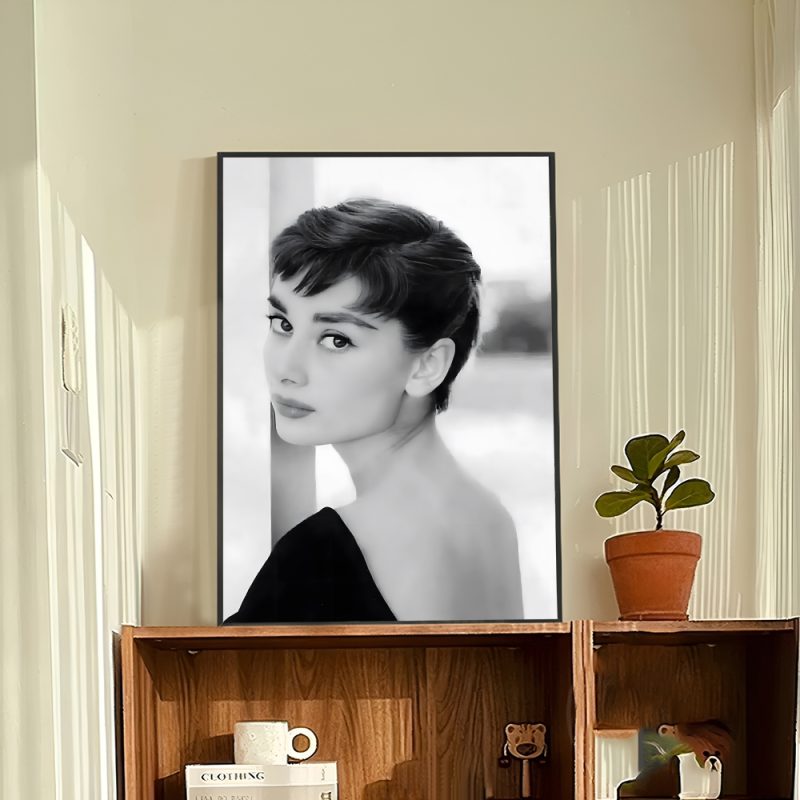 Black And White Audrey H-Hepburn Classic Photos Self-adhesive Art Poster Whitepaper Prints Posters Aesthetic Art Wall Painting - Image 10