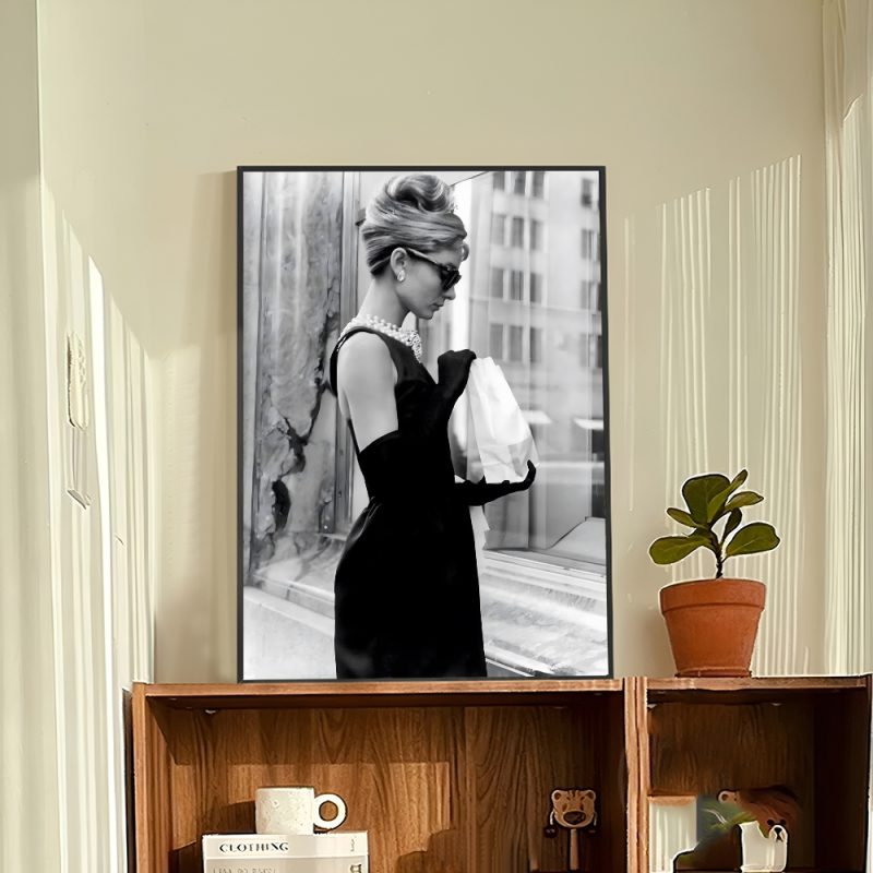 Black And White Audrey H-Hepburn Classic Photos Self-adhesive Art Poster Whitepaper Prints Posters Aesthetic Art Wall Painting - Image 11