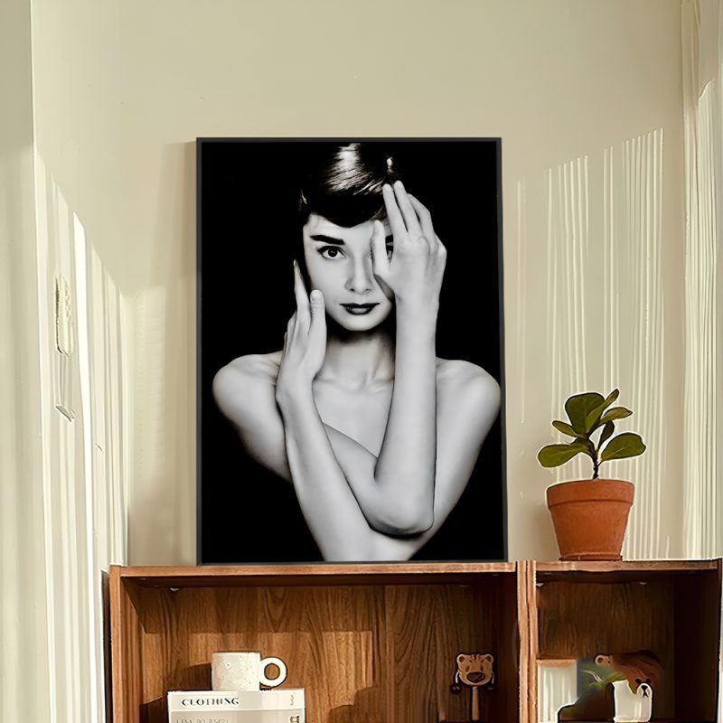 Black And White Audrey H-Hepburn Classic Photos Self-adhesive Art Poster Whitepaper Prints Posters Aesthetic Art Wall Painting - Image 12