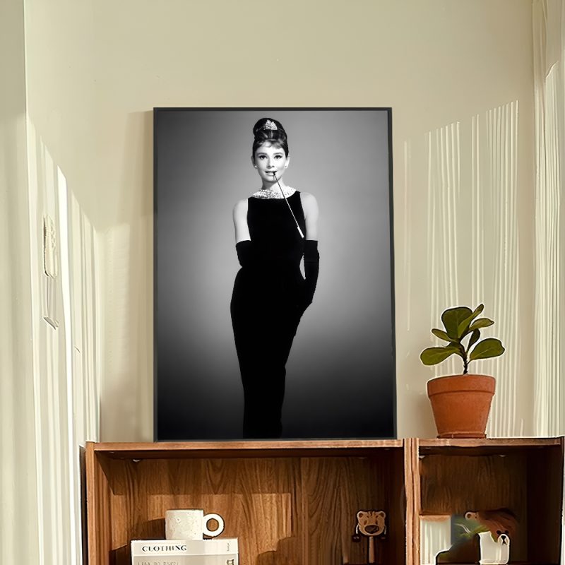 Black And White Audrey H-Hepburn Classic Photos Self-adhesive Art Poster Whitepaper Prints Posters Aesthetic Art Wall Painting - Image 13