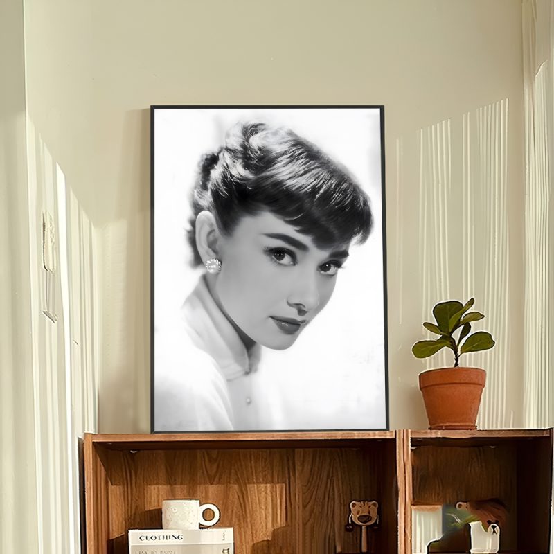 Black And White Audrey H-Hepburn Classic Photos Self-adhesive Art Poster Whitepaper Prints Posters Aesthetic Art Wall Painting - Image 15