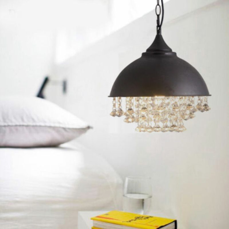 Bymaocar Rustic Industrial Crystal Pendant Light Vintage Chandelier Ceiling Lamp Fixture Fit 5-10m² Room with Adjustable Chain - Image 2