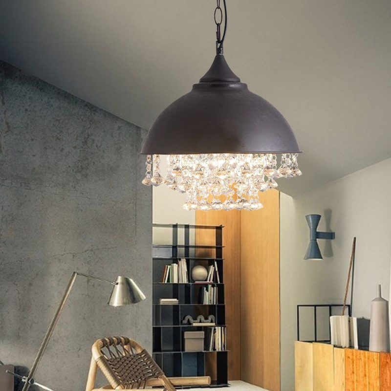 Bymaocar Rustic Industrial Crystal Pendant Light Vintage Chandelier Ceiling Lamp Fixture Fit 5-10m² Room with Adjustable Chain - Image 3