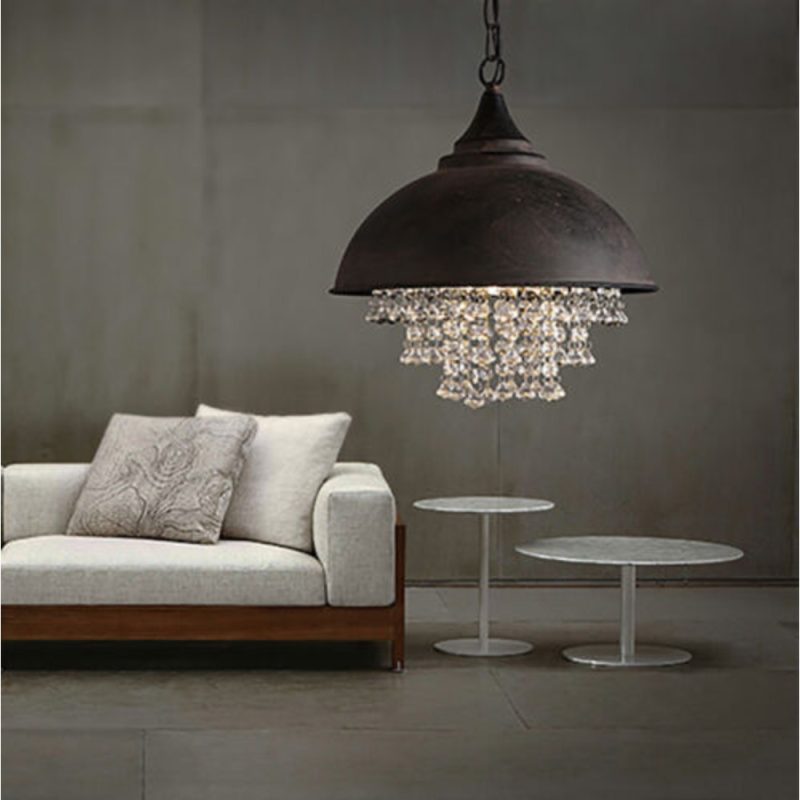 Bymaocar Rustic Industrial Crystal Pendant Light Vintage Chandelier Ceiling Lamp Fixture Fit 5-10m² Room with Adjustable Chain - Image 5