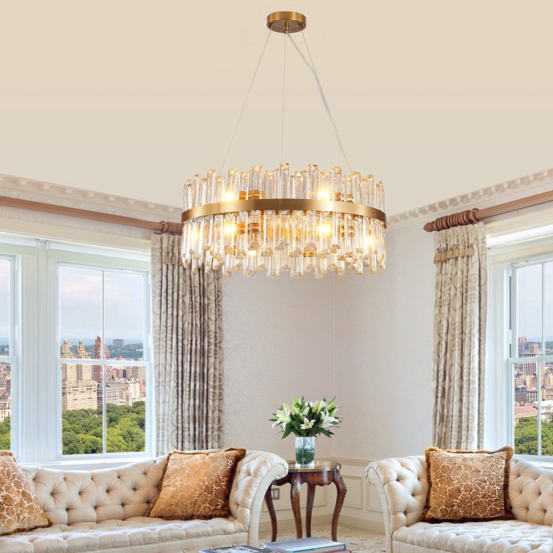 23.6-inch Luxury Crystal Chandelier, Gold-Plated Metal Frame, 12 E12 Bulb Sockets, Height Adjustable, Suitable for Living Room and Restaurant Decoration (Bulb Not Included) - Image 3