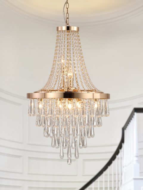 Elegant crystal chandelier, large modern luxury chandelier for living room, bedroom, kitchen