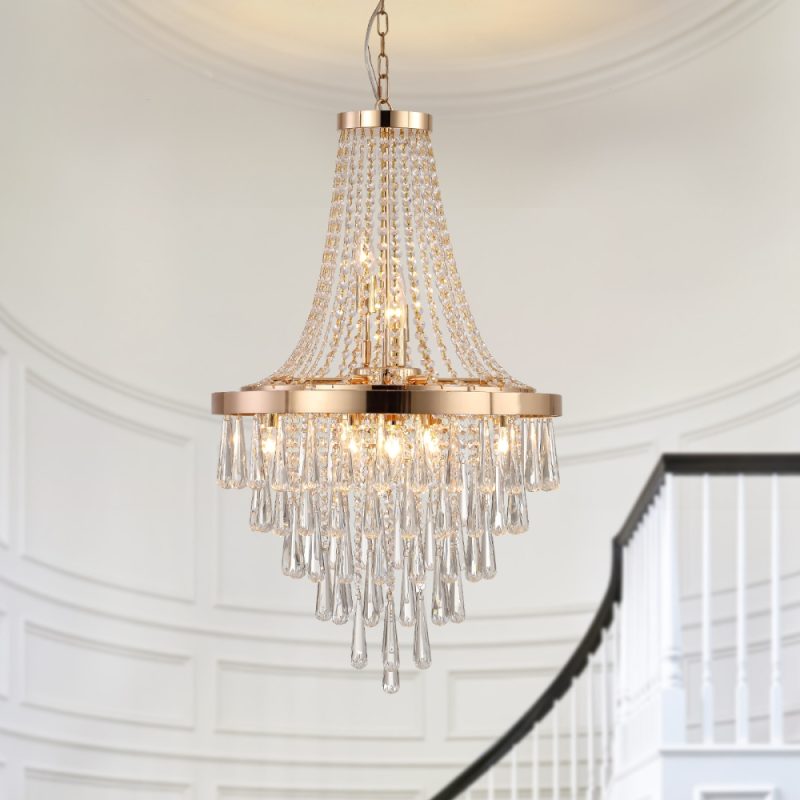 Elegant crystal chandelier, large modern luxury chandelier for living room, bedroom, kitchen