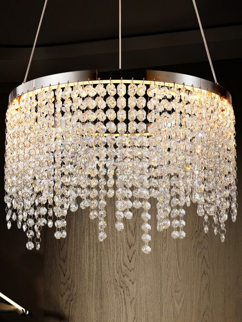 16-inch Luxury Crystal Led Chandelier - Dimmable - Adjustable Height and Color Temperature (3000K-6000K) - Modern Chandelier for Living Room, Dining Room and Bedroom