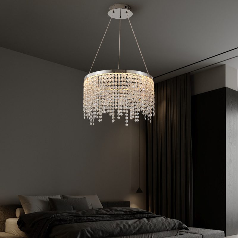 16-inch Luxury Crystal Led Chandelier - Dimmable - Adjustable Height and Color Temperature (3000K-6000K) - Modern Chandelier for Living Room, Dining Room and Bedroom - Image 3