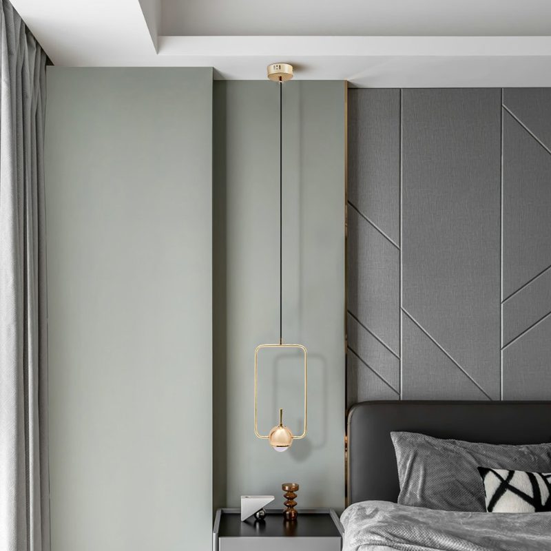 Modern Golden Rectangle Tube LED Ceiling Light Metal Suspension Hanging Pendant Lamp - Image 3