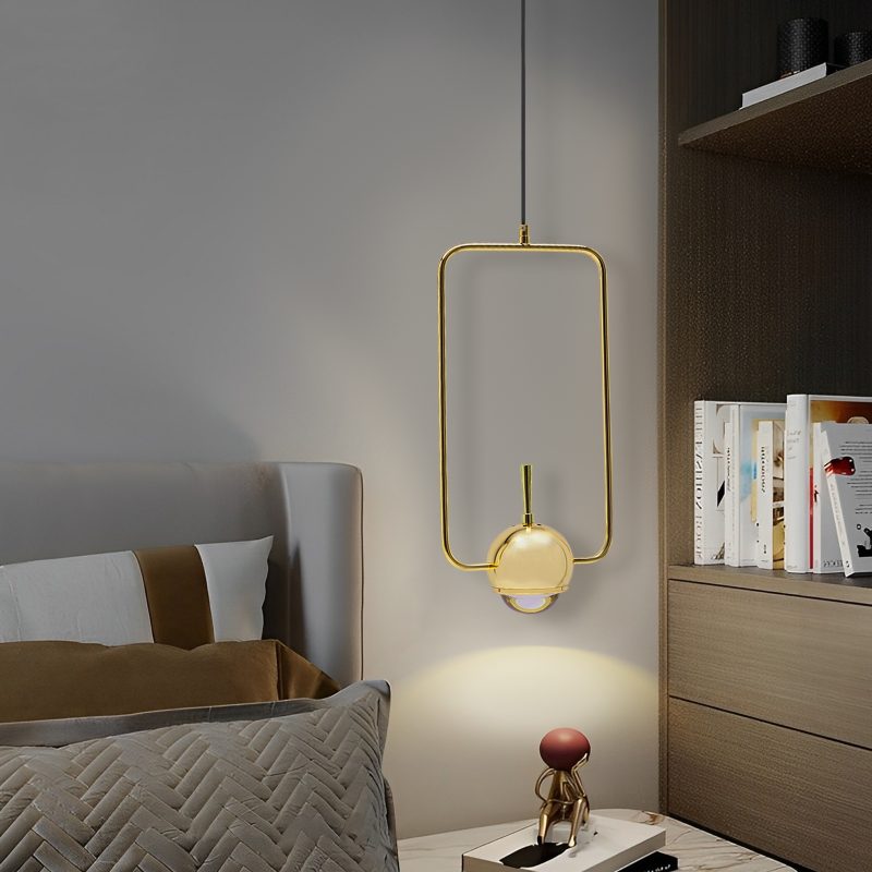 Modern Golden Rectangle Tube LED Ceiling Light Metal Suspension Hanging Pendant Lamp - Image 4