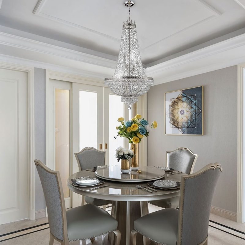 French Empire Crystal Chandelier Lighting 9 Lights Ceiling Light Pendant Lamp - Image 2