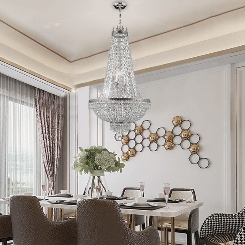 French Empire Crystal Chandelier Lighting 9 Lights Ceiling Light Pendant Lamp - Image 3