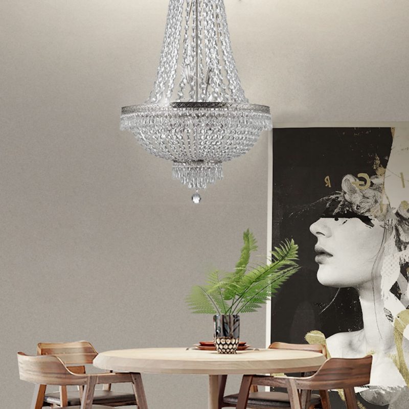 French Empire Crystal Chandelier Lighting 9 Lights Ceiling Light Pendant Lamp - Image 4