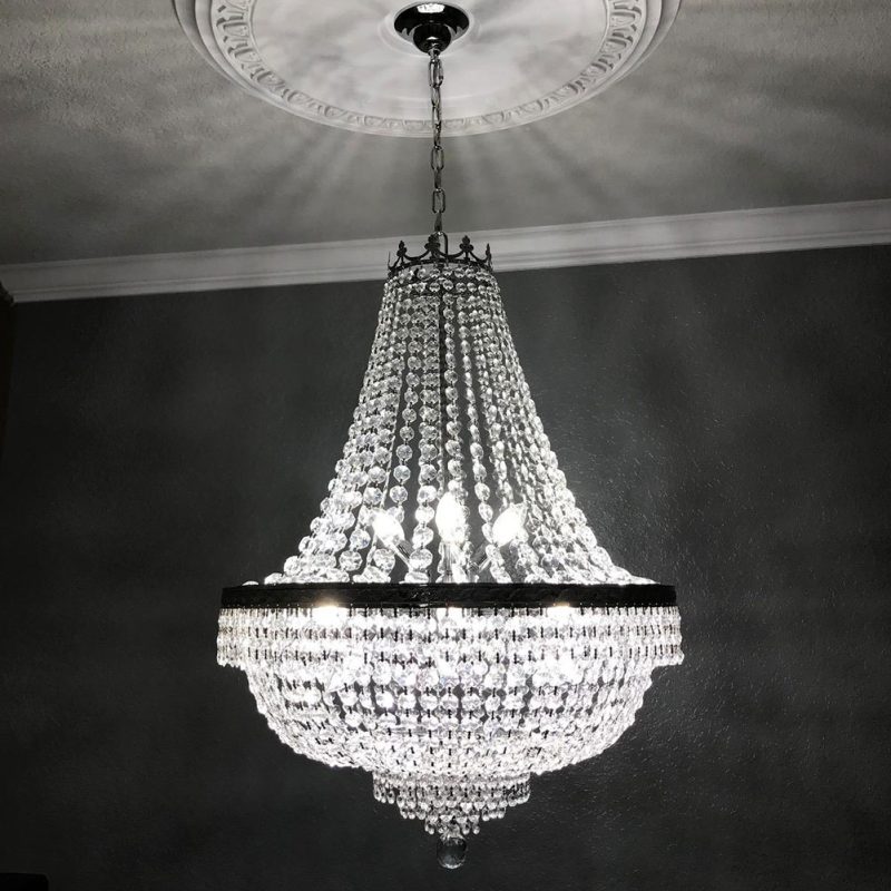 French Empire Crystal Chandelier Lighting 9 Lights Ceiling Light Pendant Lamp - Image 5
