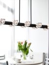 Rectangle Chandelier for Dining Room, 8-Light Black Farmhouse Linear Pendant Light Fixture, Modern Crystal Hanging Lighting Chan