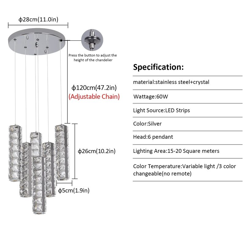 Luxury Led Chandelier Living Room Lustre Pendant Lights Home Decora Vertical Crystal Ceiling Lamps For Scaune Bedroom Lighting - Image 9