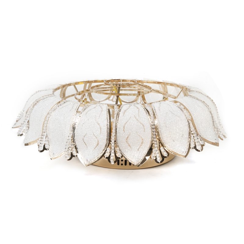 23.5" Modern Dimmable Crystal Chandelier, Luxury Flush Mount LED Ceiling Lamp with/without Remote