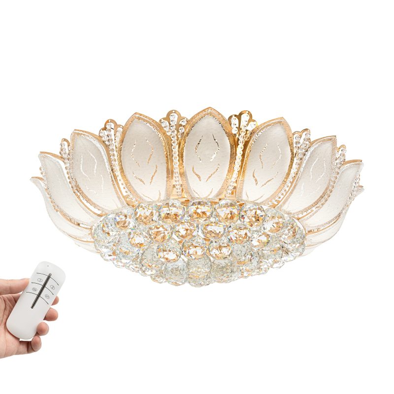 23.5" Modern Dimmable Crystal Chandelier, Luxury Flush Mount LED Ceiling Lamp with/without Remote - Image 2