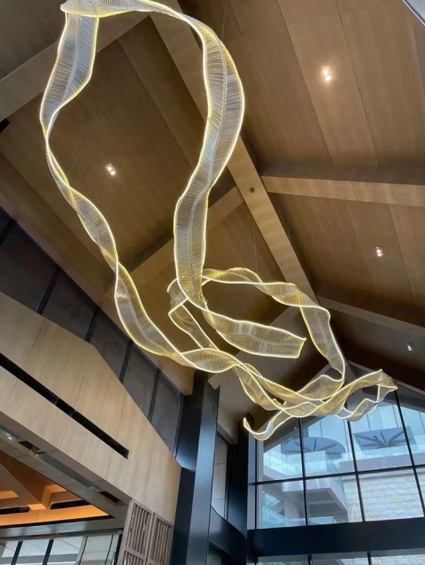 Hotel Living Room Hanging Led Chandelier Hotel Restaurant Large Led Chandelier Modern Pendant Light Glass Lights Luxury Lobby