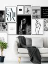 Fashion Black And White Sexy Poster Flower Women Motivational Text Canvas Wall Art Prints Abstract Painting Wall Hanging Decor