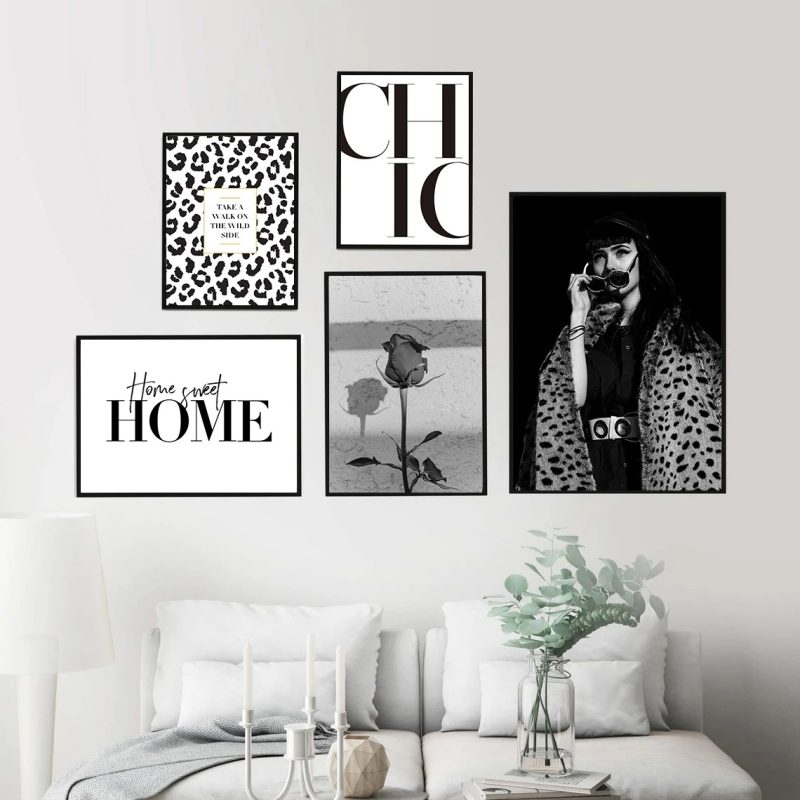Fashion Black And White Sexy Poster Flower Women Motivational Text Canvas Wall Art Prints Abstract Painting Wall Hanging Decor - Image 3
