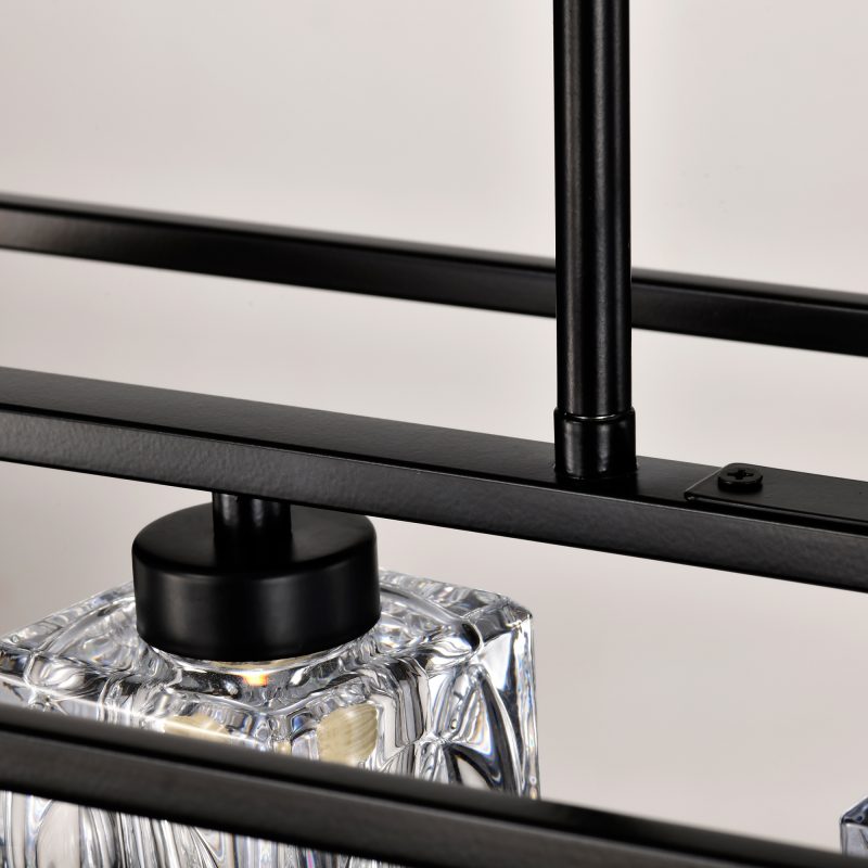 6-Light Farmhouse Chandelier, Modern Industrial Linear Rectangular Crystal Pendant Light Cage Chandelier for Dining Room,Kitchen - Image 6
