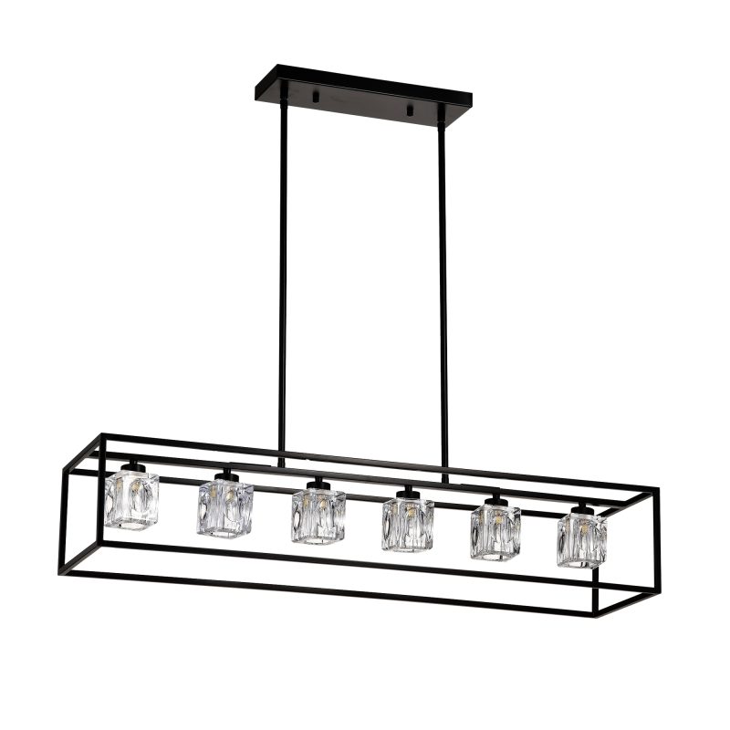 6-Light Farmhouse Chandelier, Modern Industrial Linear Rectangular Crystal Pendant Light Cage Chandelier for Dining Room,Kitchen - Image 7