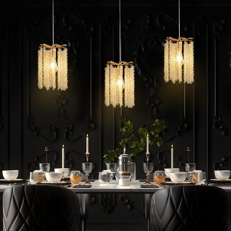 Luxury 3-Pack Crystal Pendant Lights, Elegant Golden/Chrome Finish Chandelier with Waterfall Bead Design (No Bulbs) - Image 4