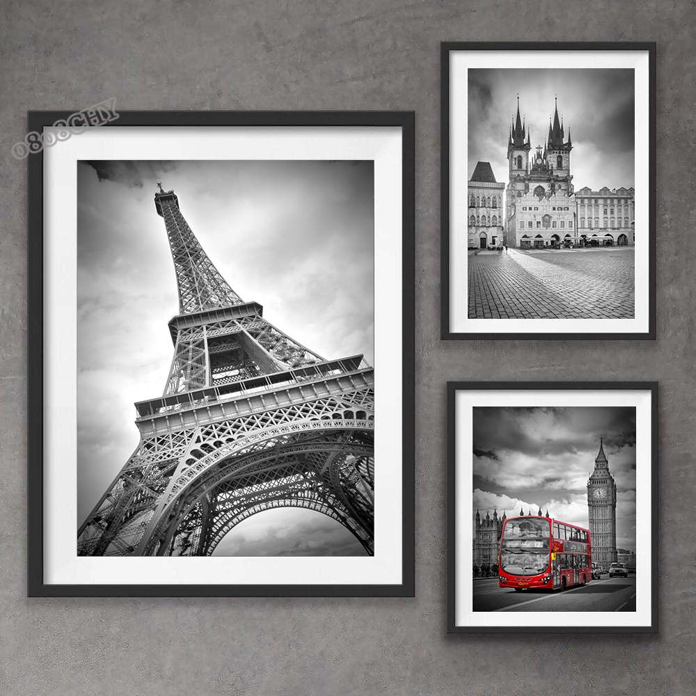 Black White Beautiful City New York London Paris Eiffel Tower Photography Art Posters Canvas Painting Fashion Home Decor Mural - Image 2