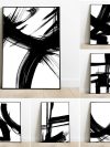 Abstract Canvas Painting Poster Minimalist Black and White Brush Strokes Print Modern Gallery Wall Decor Home Living Room Decor