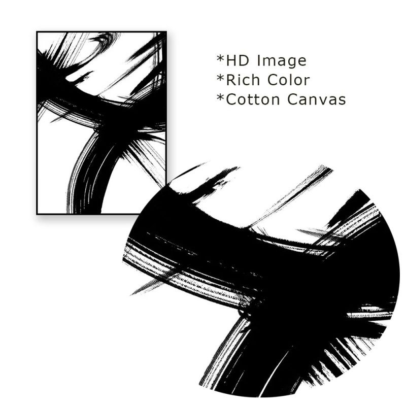 Abstract Canvas Painting Poster Minimalist Black and White Brush Strokes Print Modern Gallery Wall Decor Home Living Room Decor - Image 5
