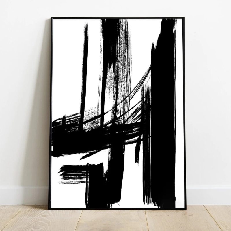Abstract Canvas Painting Poster Minimalist Black and White Brush Strokes Print Modern Gallery Wall Decor Home Living Room Decor - Image 7