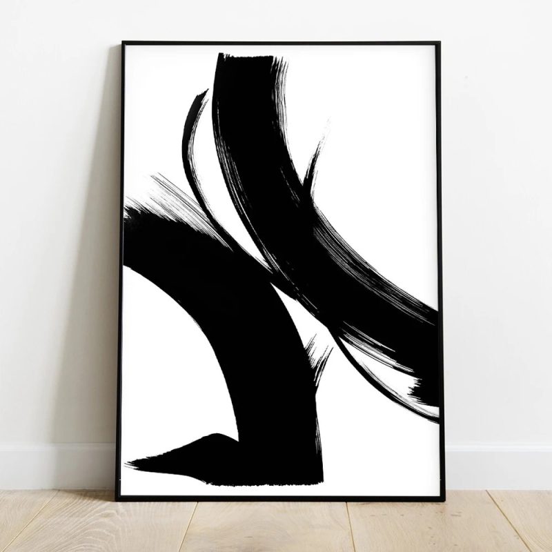 Abstract Canvas Painting Poster Minimalist Black and White Brush Strokes Print Modern Gallery Wall Decor Home Living Room Decor - Image 8