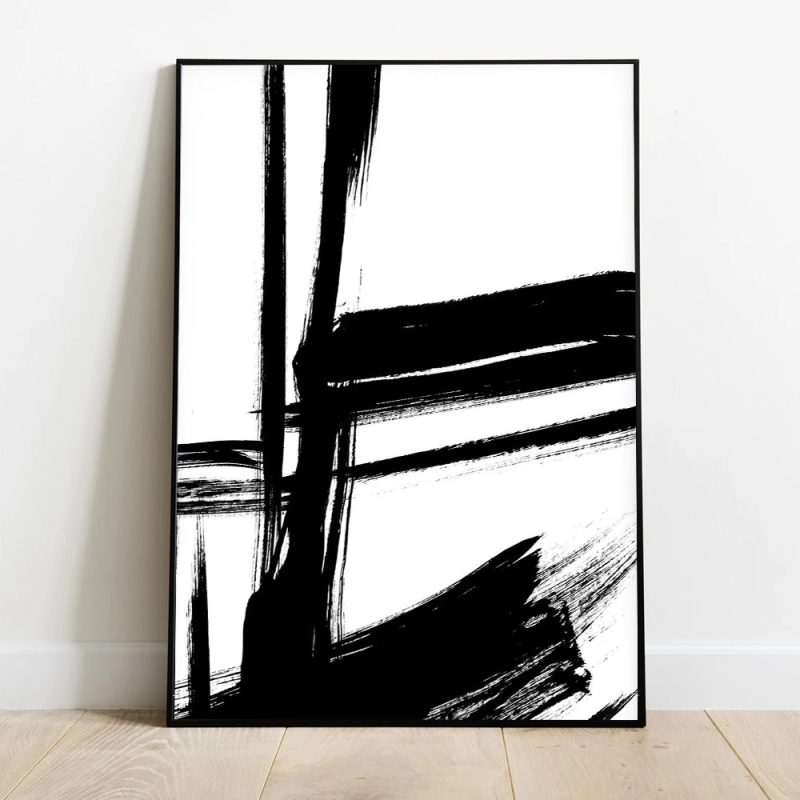 Abstract Canvas Painting Poster Minimalist Black and White Brush Strokes Print Modern Gallery Wall Decor Home Living Room Decor - Image 9