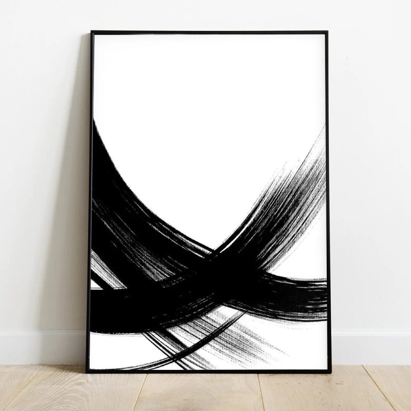 Abstract Canvas Painting Poster Minimalist Black and White Brush Strokes Print Modern Gallery Wall Decor Home Living Room Decor - Image 10
