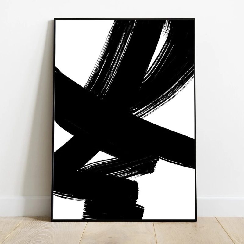 Abstract Canvas Painting Poster Minimalist Black and White Brush Strokes Print Modern Gallery Wall Decor Home Living Room Decor - Image 11