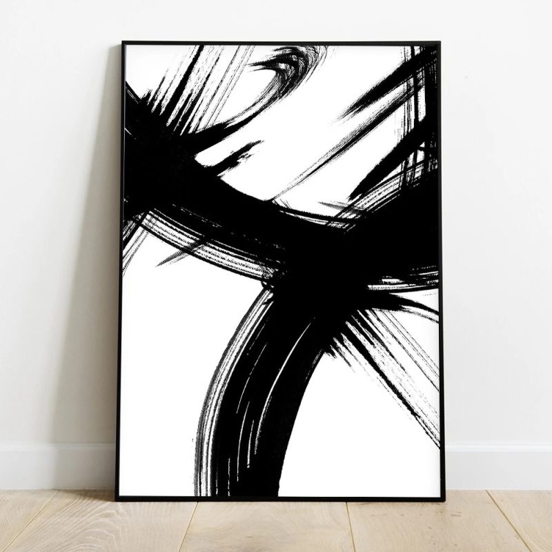 Abstract Canvas Painting Poster Minimalist Black and White Brush Strokes Print Modern Gallery Wall Decor Home Living Room Decor - Image 12