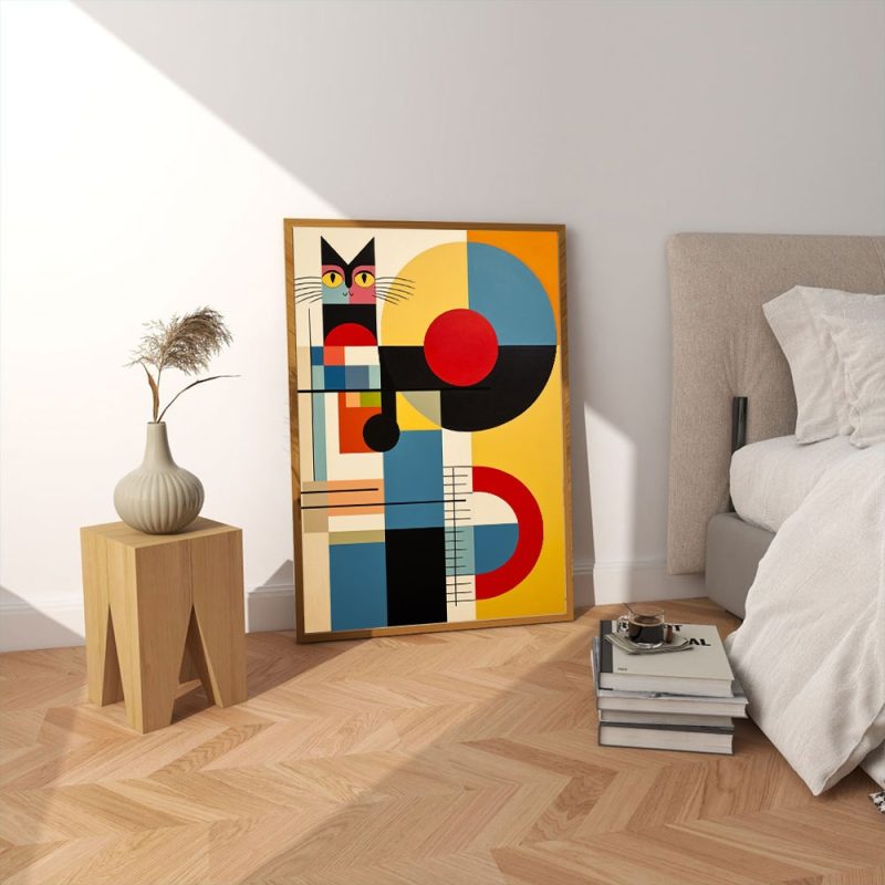 Bauhaus Black and White Cat Pattern Poster Canvas Painting Print Room Home Bar Cafe Decor Room Wall Decor - Image 3