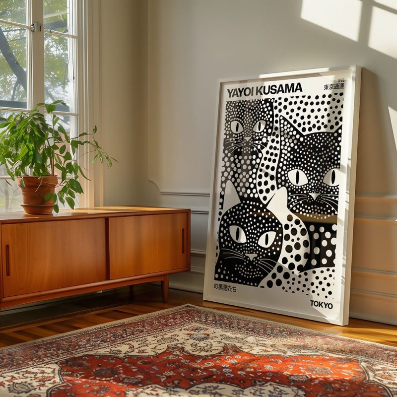 Bauhaus Black and White Cat Pattern Poster Canvas Painting Print Room Home Bar Cafe Decor Room Wall Decor - Image 4