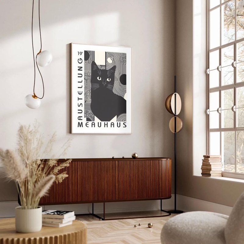 Bauhaus Black and White Cat Pattern Poster Canvas Painting Print Room Home Bar Cafe Decor Room Wall Decor - Image 11
