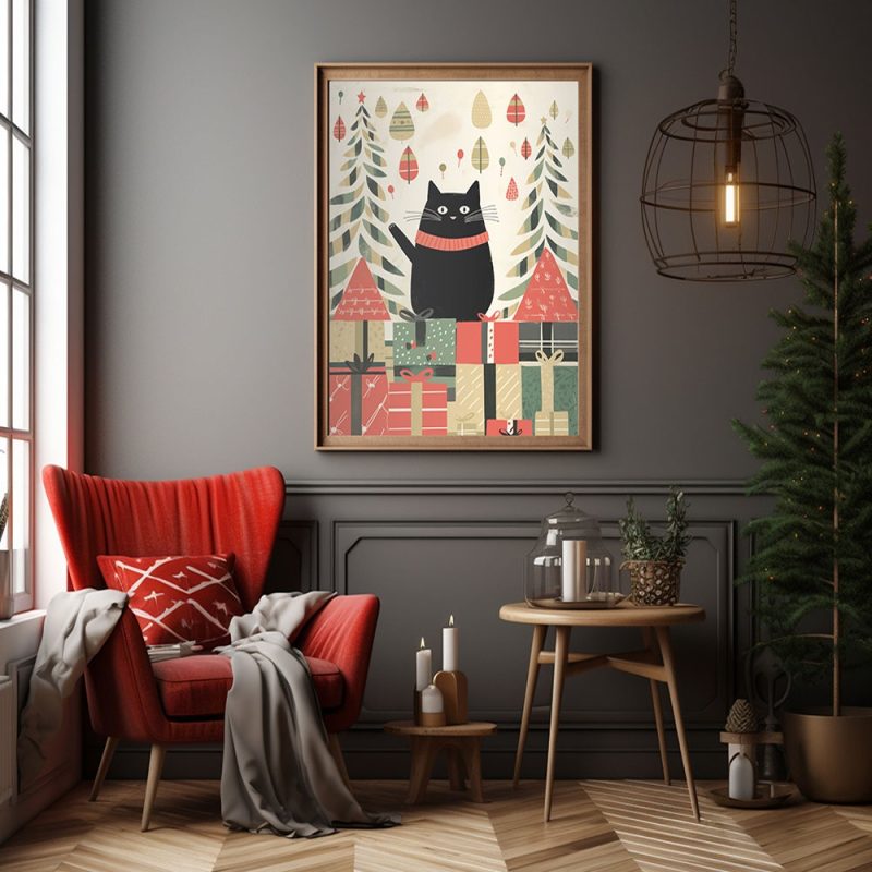 Bauhaus Black and White Cat Pattern Poster Canvas Painting Print Room Home Bar Cafe Decor Room Wall Decor - Image 12