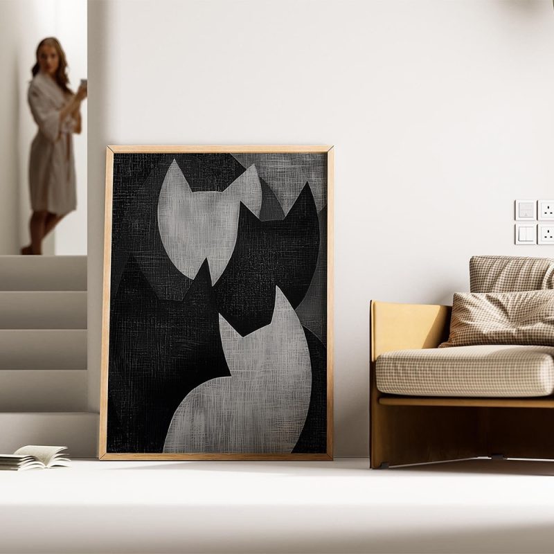 Bauhaus Black and White Cat Pattern Poster Canvas Painting Print Room Home Bar Cafe Decor Room Wall Decor - Image 14