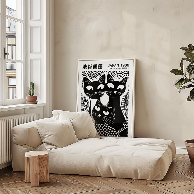 Bauhaus Black and White Cat Pattern Poster Canvas Painting Print Room Home Bar Cafe Decor Room Wall Decor - Image 16