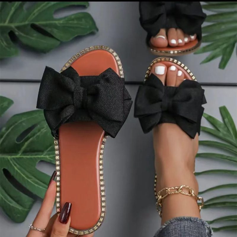 Luxury Summer Bow-knot Slippers Women Outdoor Trend Flat Beach Sandals Female Flip Flops Brand Design Woman Slides Shoes 2024 - Image 3