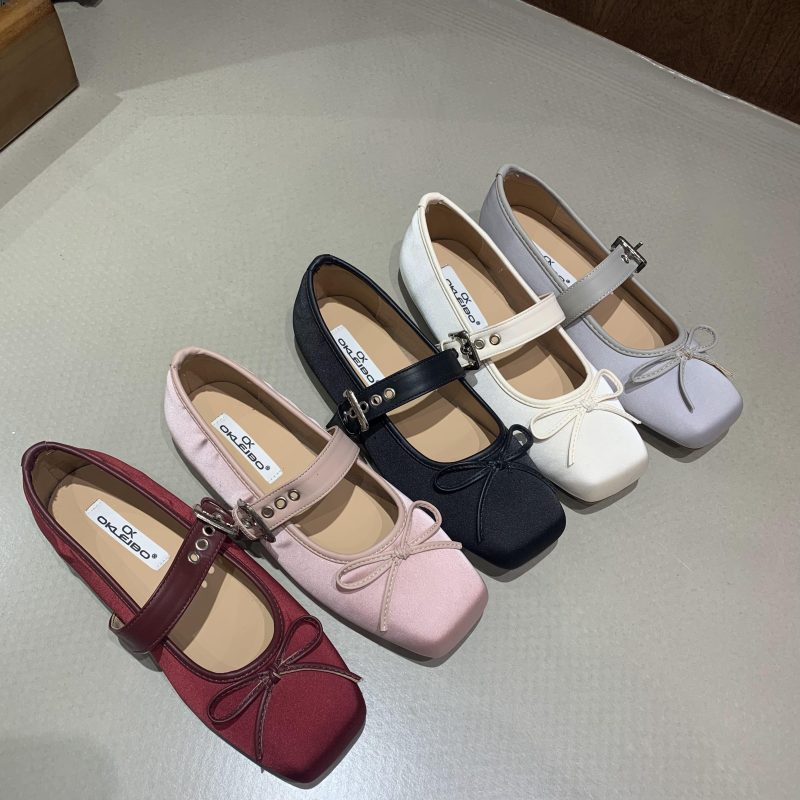 Women Flat Shoes Fashion Buckle Strap Footwear Lolita Style Casual Shallow Mary Janes Butterfly-knot Ladies Ballet Flats Shoes - Image 2